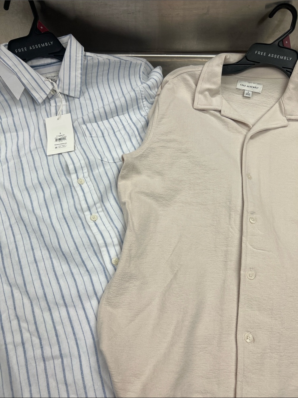 TWO Men’s Free Assembly Button-Down Polo Shirt 1s/s and 1 l/s